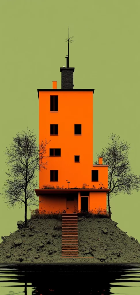 Muted Earth with Bold Orange - Illustration