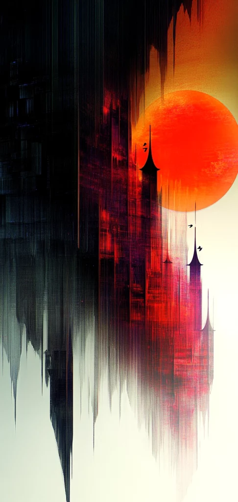 Fiery Gradient Silhouette Illumination - Surrealism