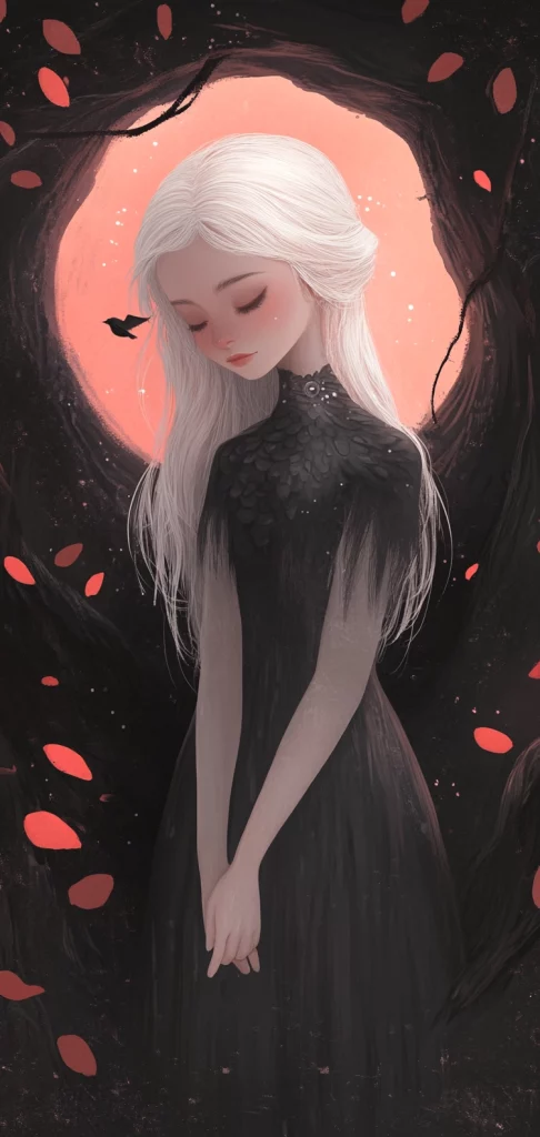 Dark Silhouette with Soft Pink Contrast - Monochrome