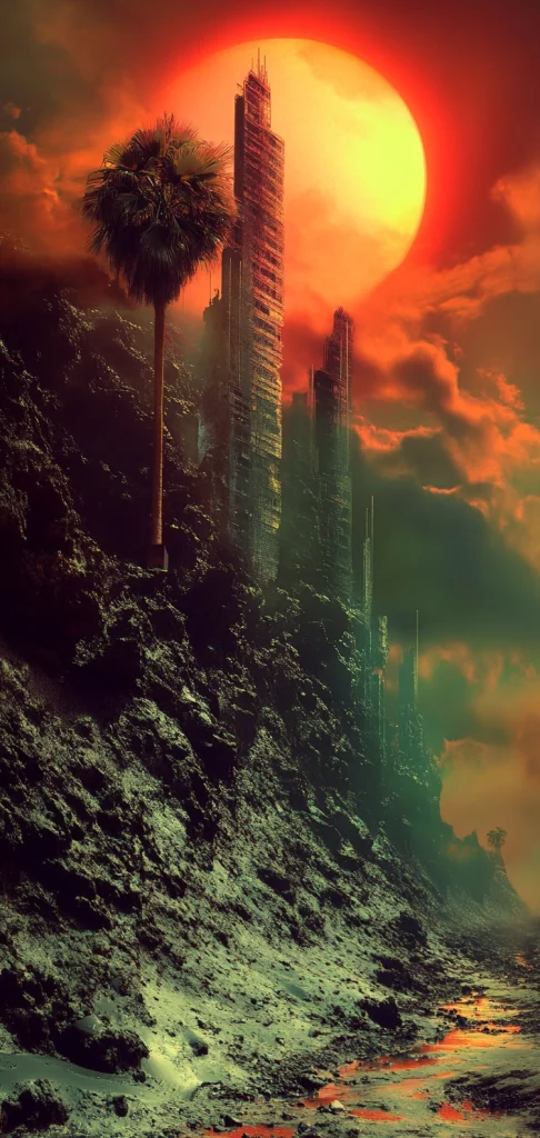 Fiery Lunar Reflections - High Contrast