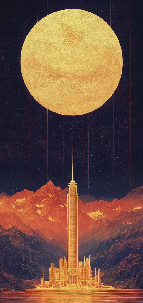 Golden Luminescent Cascade - Surrealism