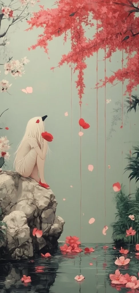 Floral Dreamscape with Soft Hues - Illustration