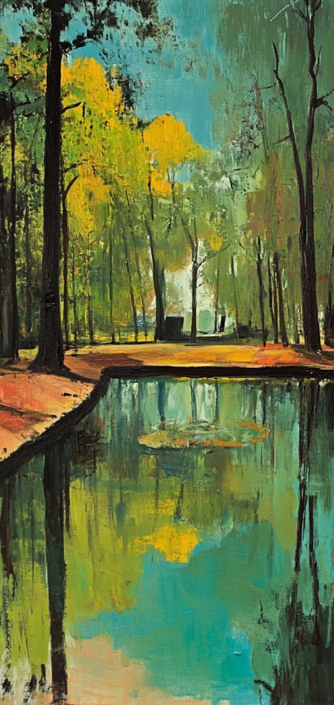 Vibrant Natural Landscape Brushstrokes - Warm Tone