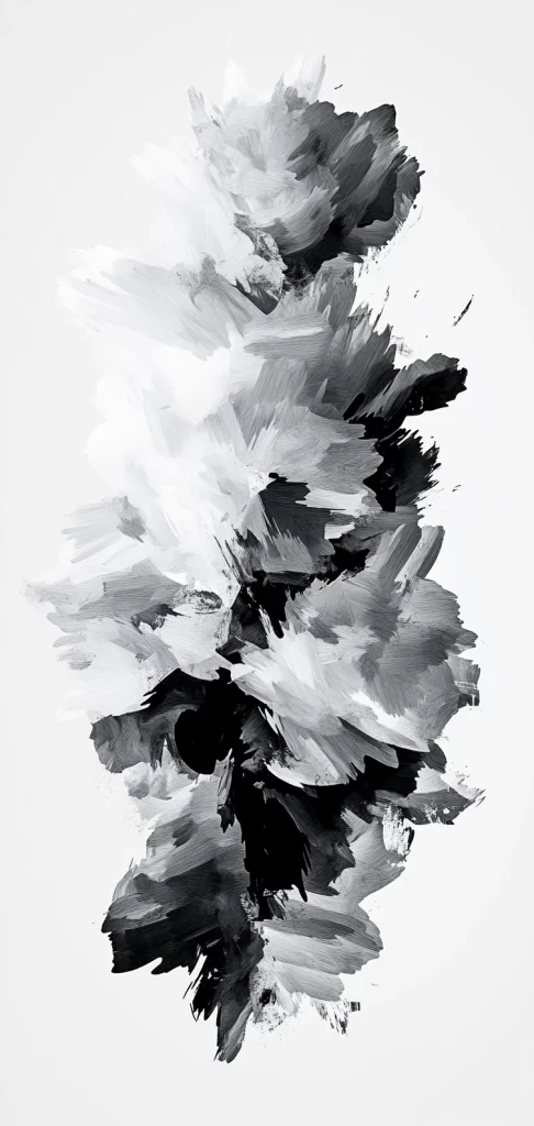 Monochrome Abstract Brushstrokes - Abstract Art