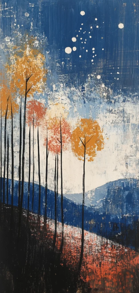 Textured Nightfall and Dawn Landscape - Modernism