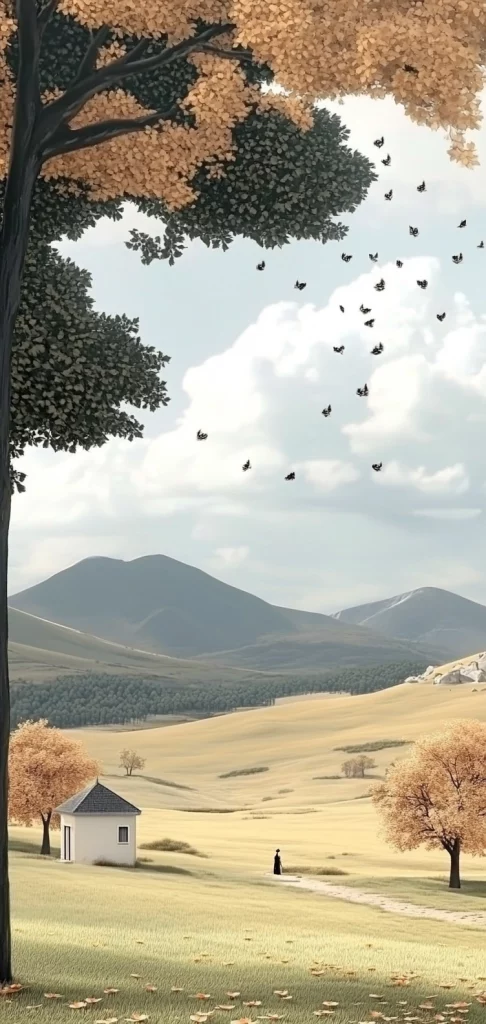 Soft Pastel Idyllic Scenery – Illustration