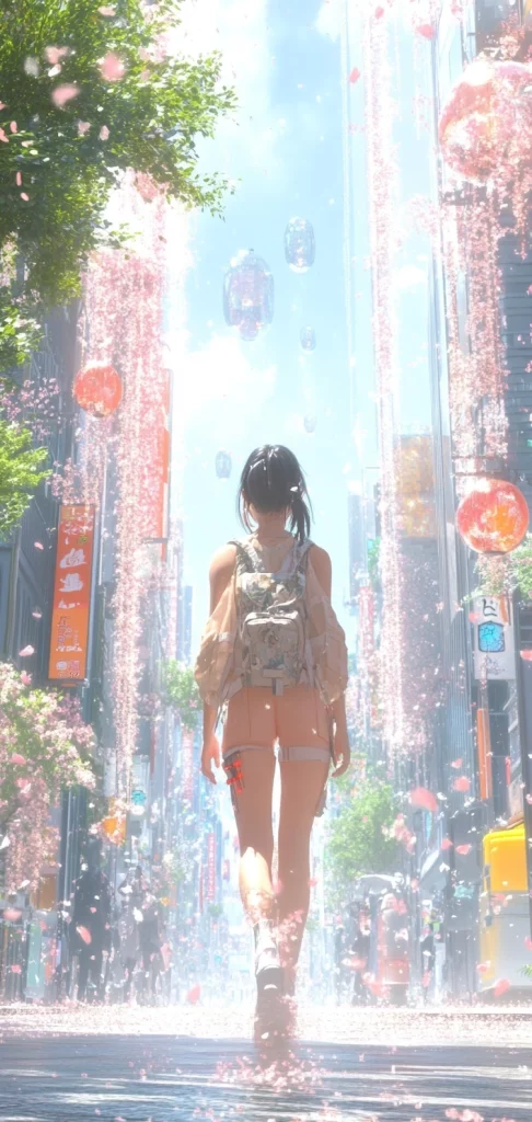 Bright Luminous Urban-Natural Contrast - Anime Style