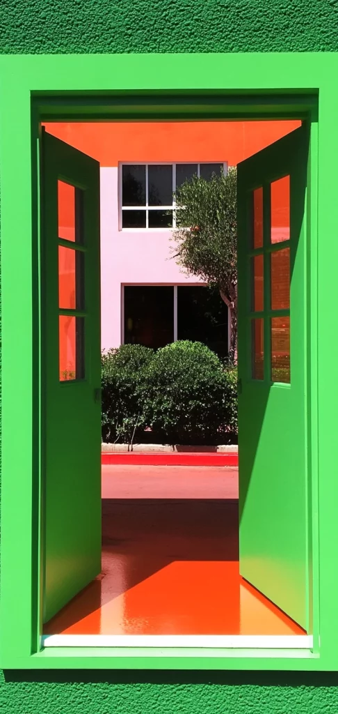 Vibrant Green Orange Contrast - Vaporwave