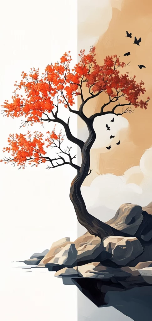 Warm Earth Tones with Fluid Motion - Warm Tone