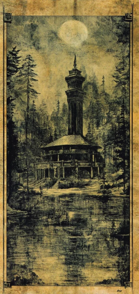 Sepia Toned Castle Landscapes - Ink Painting