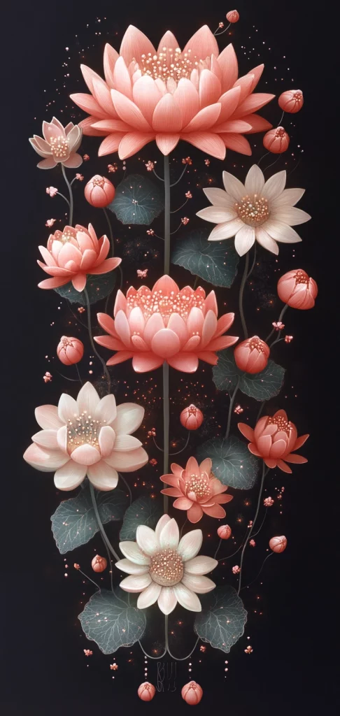 Soft Blossoms with Dark Background - Surrealism