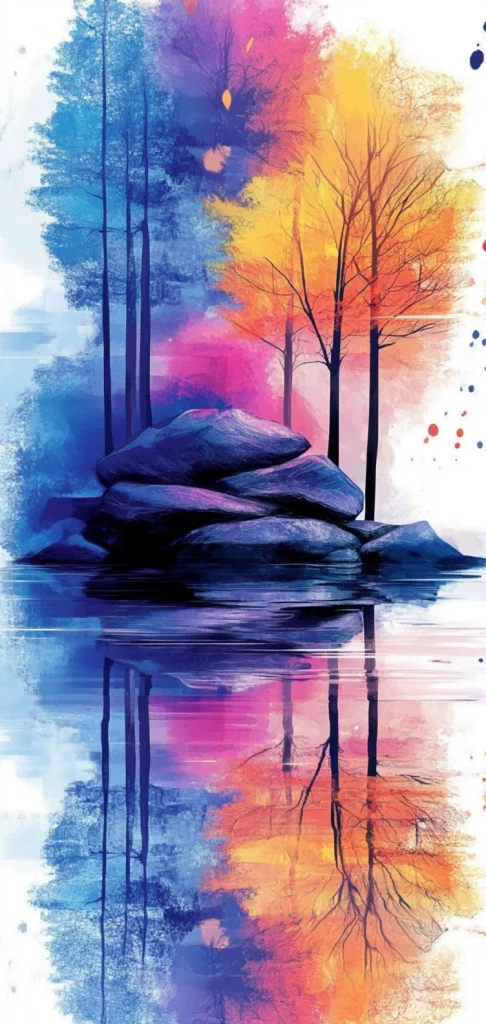 Vibrant Reflective Dreamscapes - Illustration
