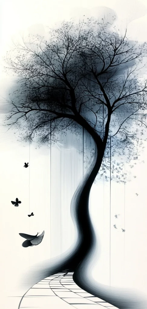 Monochrome Ink Elegance - Minimalism