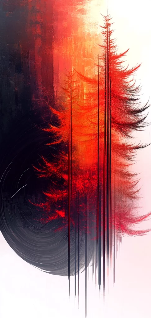 Fiery Gradient Silhouette Illumination - Abstract Art