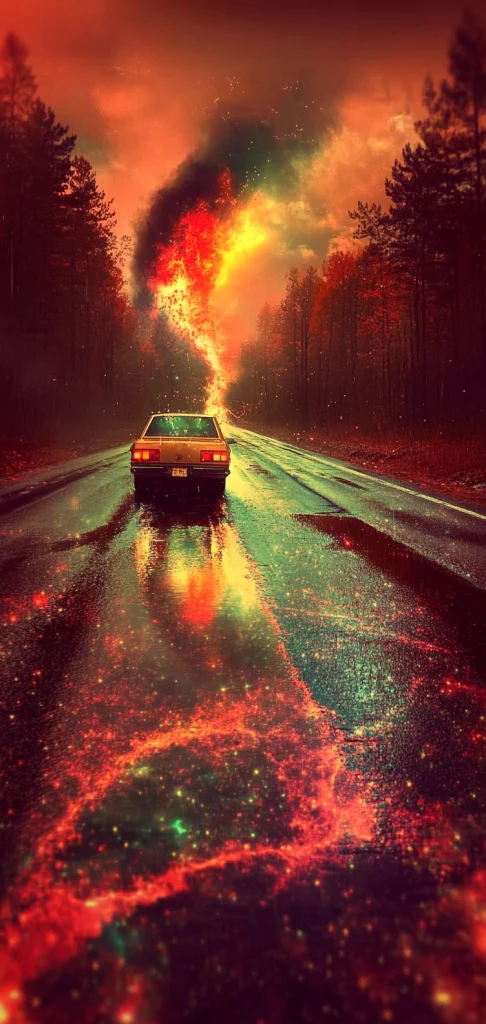 Fiery Lunar Reflections - High Contrast