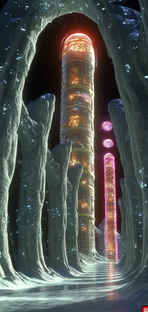 Neon Lit Futuristic Scenery - High Contrast