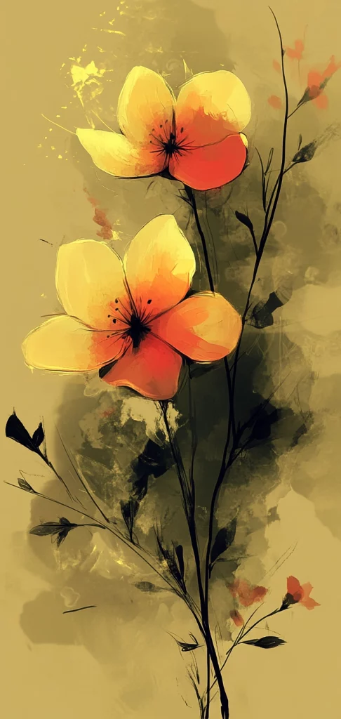 Expressive Floral Warm Tones - Watercolor