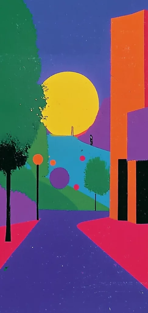 Vibrant Geometric Landscapes - Modernism