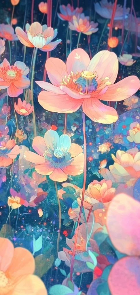 Pastel Floral Enchantment - Fluorescent Effect