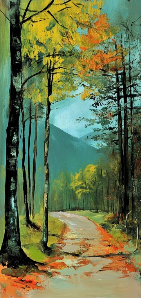 Vibrant Natural Landscape Brushstrokes - Illustration