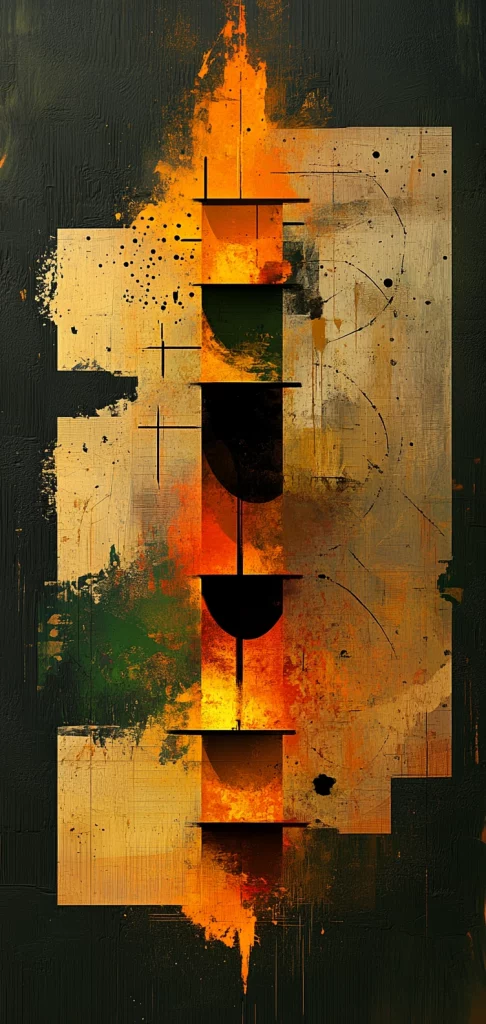 Textured Orange Geometry - Abstract Art