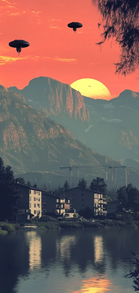 Sunset Gradient and Silhouettes - Illustration