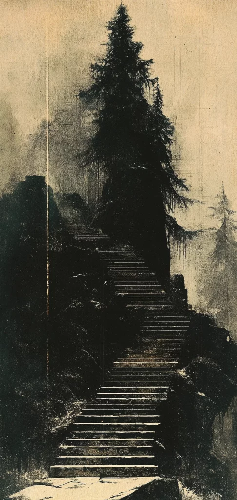 Moody Monochrome with Sepia Tones - Ink Painting