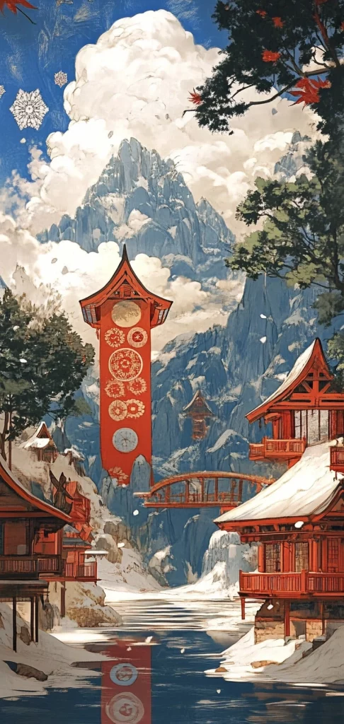 Textured Red and Blue Landscapes - High Contrast