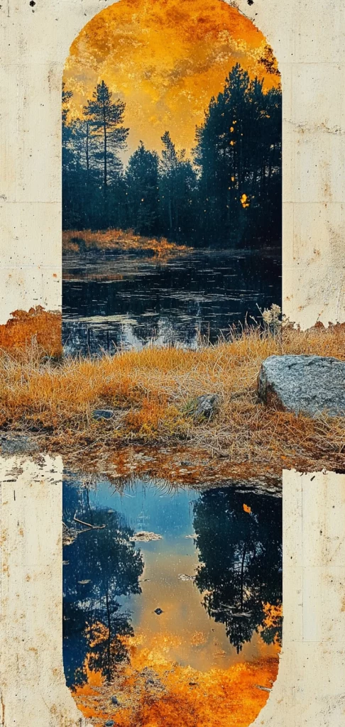 Golden Textured Landscape Illumination - Oil Painting