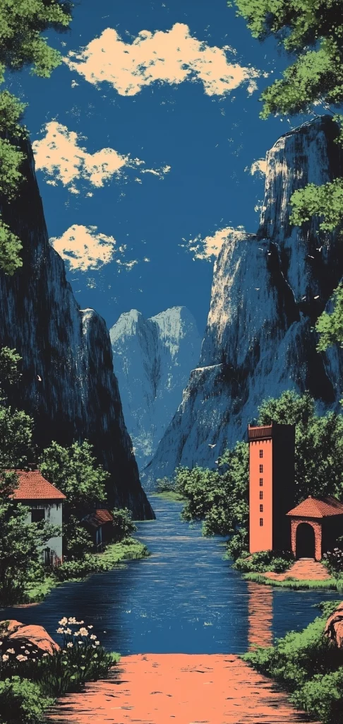 Vibrant Blue with Floral Accents - Contrast