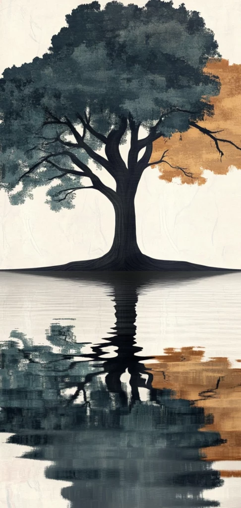 Muted Earth Tones with Reflections - Natural