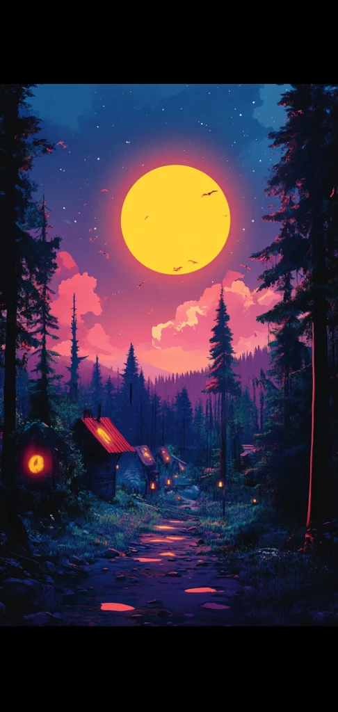 Cosmic Glow Urban Landscape - Fluorescent Effect