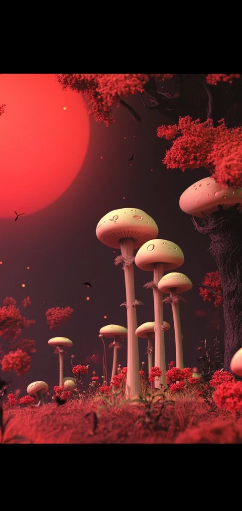 Psychedelic Red Dreamscape - 3D Rendering
