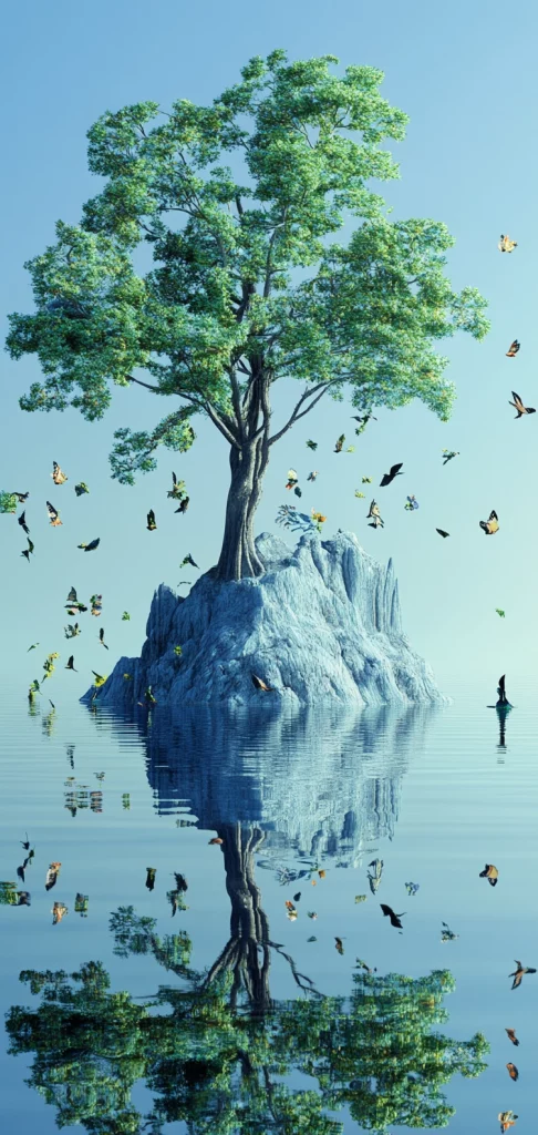 Cool Surreal Reflections - Natural