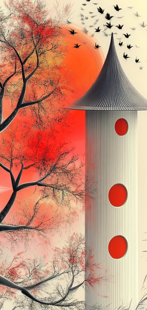 Crimson and Gray Landscapes - Modernism