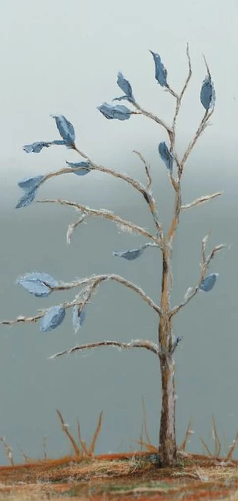 Muted Blue Autumn Charm - Oil Painting