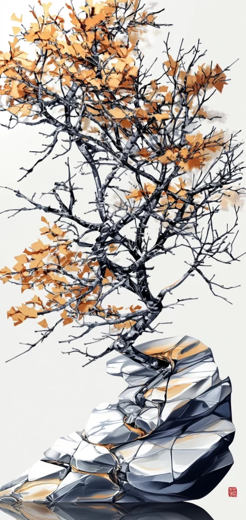 Metallic Autumn Abstraction - Natural