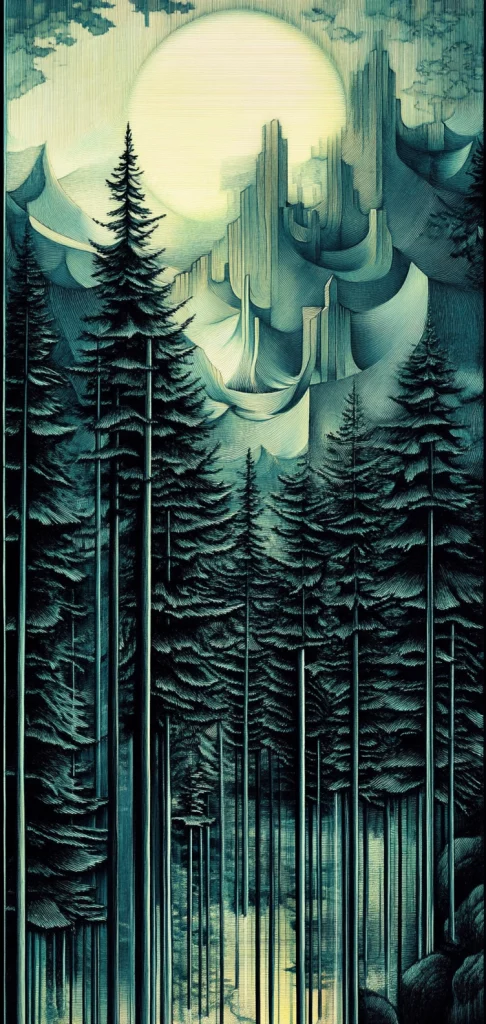 Intricate Cyan Surrealism - High Contrast