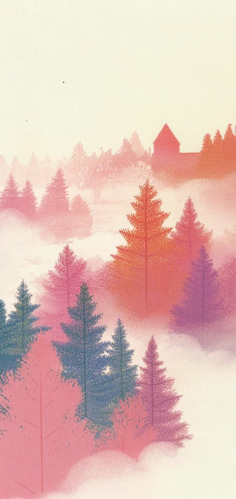 Soft Pink Landscape Fantasy - Illustration