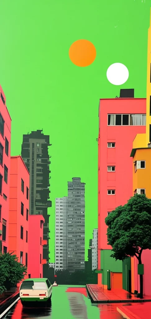 Vibrant Green Orange Contrast - Pop Art