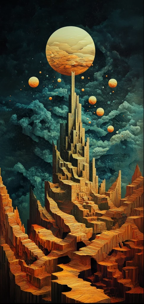 Golden Dimensional Geometry - 3D Rendering