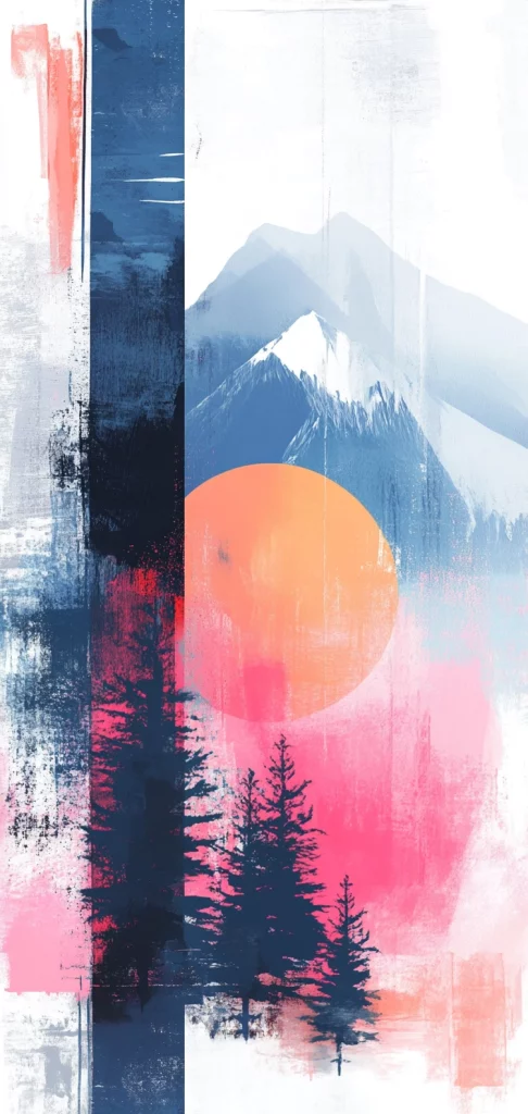 Pink Blue Archway Montage - High Contrast