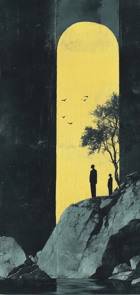 Monochrome Nightscape with Yellow Accents - Monochrome