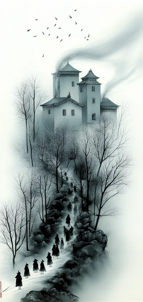 Monochrome Ink Elegance - Ink Painting