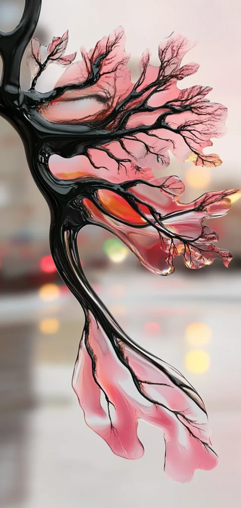 Glossy Black-Red Flow – Surrealism