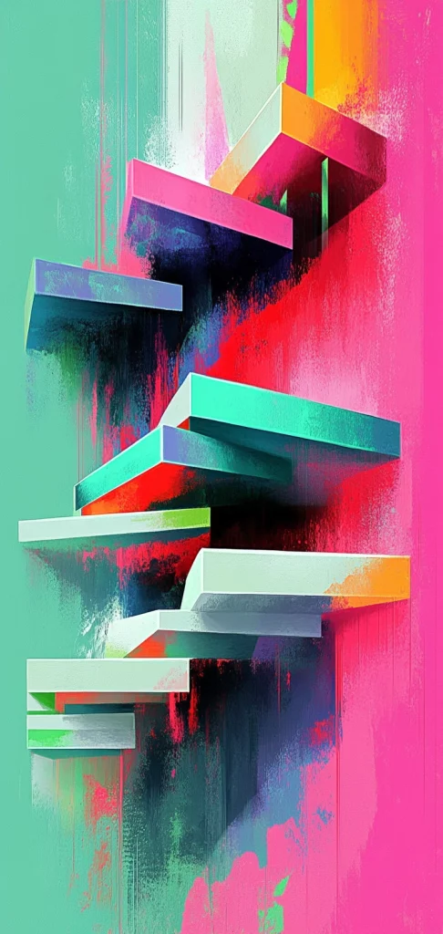 Vivid Geometric Neon Palette - Pop Art