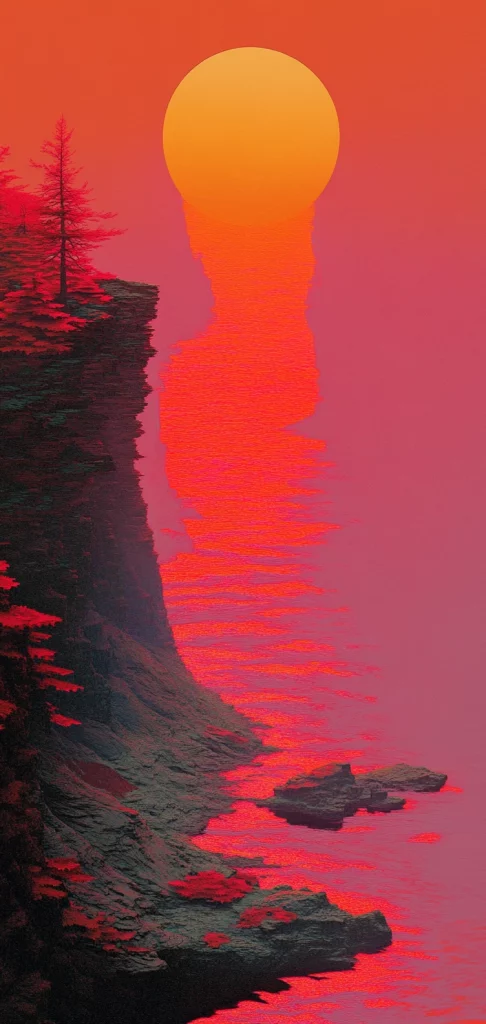 Vibrant Sunset Silhouette - Modernism