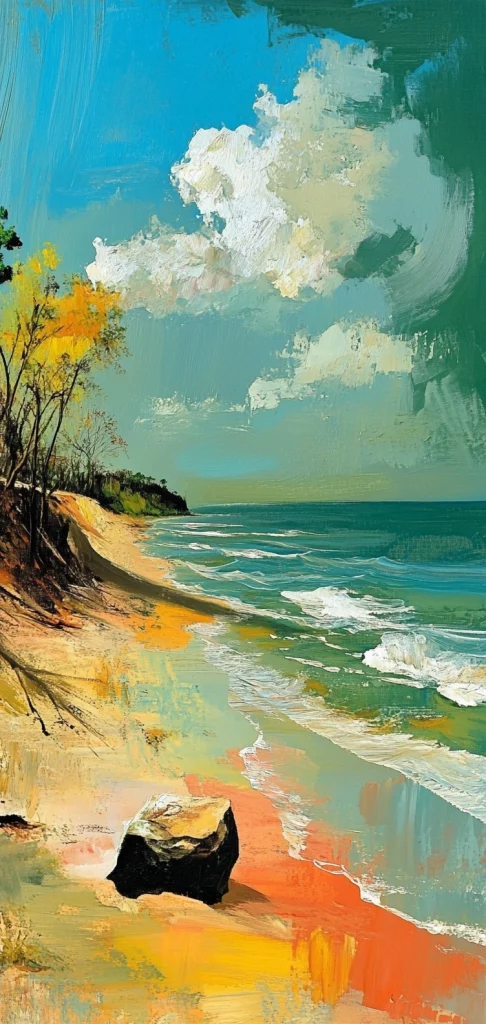 Vibrant Natural Landscape Brushstrokes - Natural