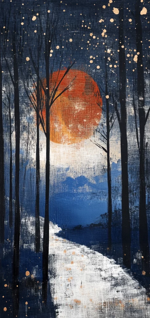 Textured Nightfall and Dawn Landscape - High Contrast