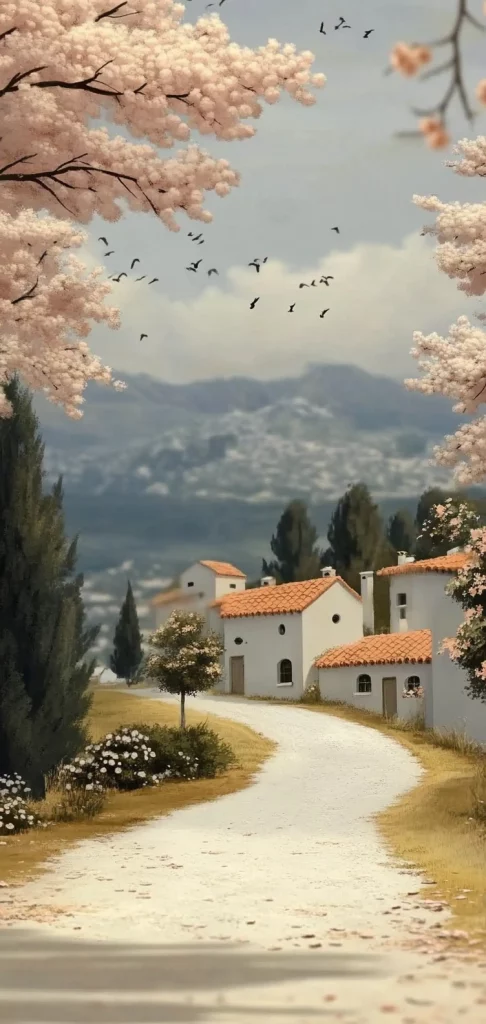 Soft Pastel Idyllic Scenery – Illustration